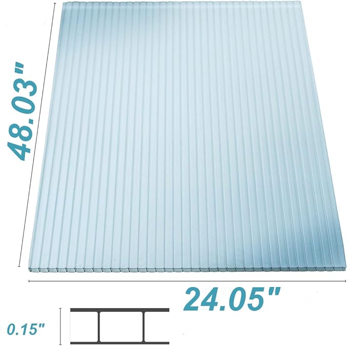 OUYESSIR 2'x4' Polycarbonate Greenhouse Panels 14Pcs Twinwall Polycarbonate Sheet UV Protected Reinforced Clear Roofing Panels Plastic Panels for Greenhouse Outdoor Roof (14Pieces 24“W x 48”L)