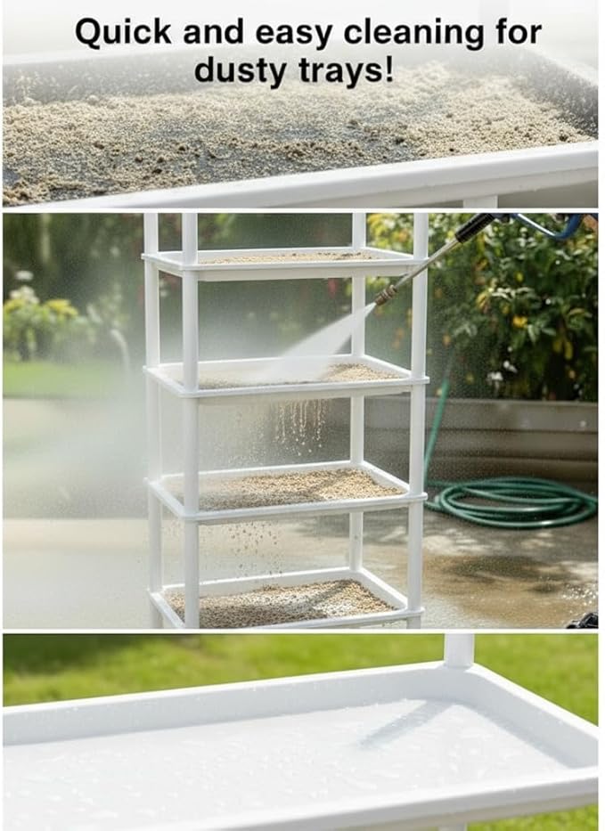 5-Tier Seed Starter Trays Plant Stand with LED Grow Light (Auto-Timer) Bottom Watering Designed for Indoor Greenhouse Plants Fits Small Pots &amp Seedling Cell Trays - White