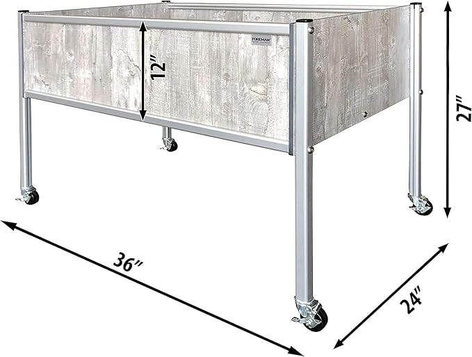 Foreman Raised Garden Bed on Wheels – Weather-Resistant Raised Garden Bed (36 x 24 x 27) with Drainage Ideal Raised Garden Bed for Vegetables &amp Flowers – 300 lb Capacity Monte Wood Grain