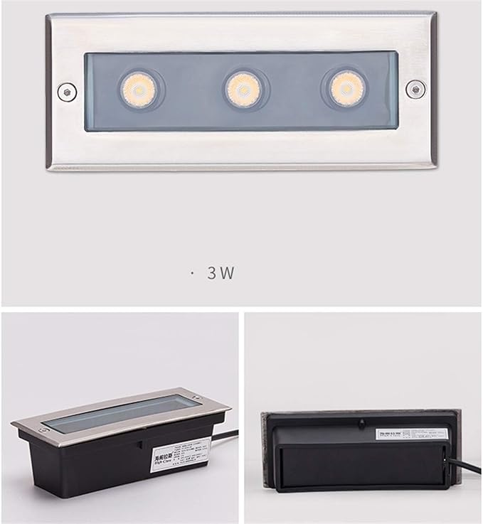 3W Ground Recessed Spotlight 12V/24V Outdoor Rectangle Garden Lighting IP67 Waterproof Ground Spotlight(Red Light24V)