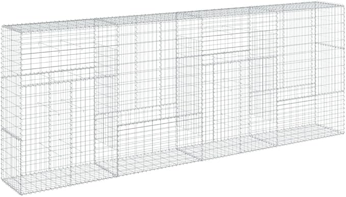 Gabion Basket with Cover 157.5 x 19.7 x 59.1 Galvanized Iron Raised Garden Bed Wire Basket for Outdoor Landscaping Garden Planters Flower Beds Vegetable Garden Bed and Retaining Walls