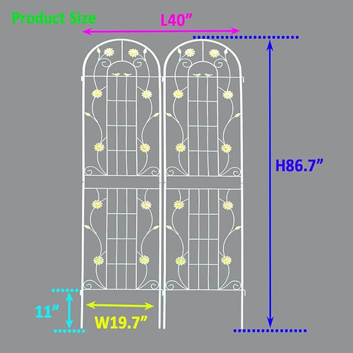 2 Pack 87 x 20in Garden Trellises Metal Garden Arch Trellis for Climbing Plants OutdoorRose VegetablesVines Cucumbers (Cream White)