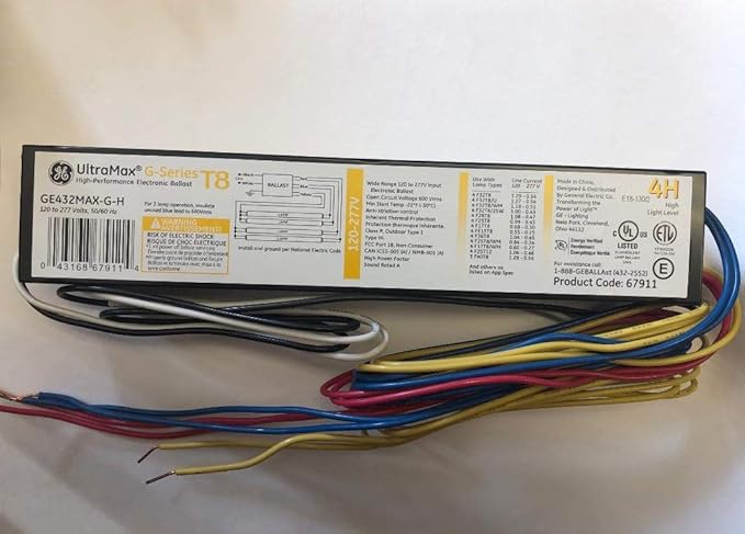 10 Pieces GE 67911 GE432MAX-G-H 120-277V Ultramax High Performance Electronic Ballast For 4 T8
