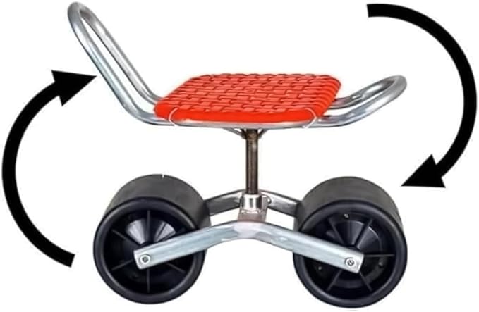 Garden Cart with Seat | Rotating Garden Stools for Gardening Adjustable Height Chair Scooter Steering Handle Gardening Seats for Seniors