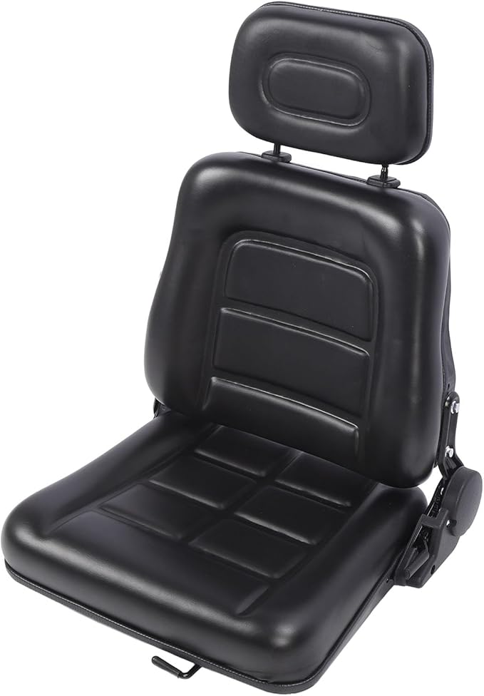 Generic Lawn Mower Fit for Seat Comfortable PVC Leather Universal Forklift Fit for Seat with Multi Angle Adjustment for Tractors Telehandler Backhoe Black (Without armrest)