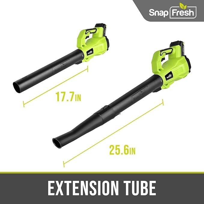 SnapFresh Cordless Leaf Blower - 180 CFM Leaf Blower with Battery &amp Charger 2 Section Tubes Free Control SpeedLightweight Electric Leaf Blower for Blowing Leaves Lawn Care Dust &amp Other D