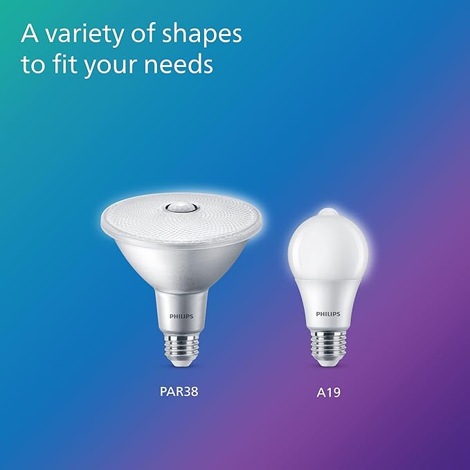 PHILIPS LED 120W PAR38 2-Pack Motion Sensing Soft White (2700K) 1200 Lumen (13W = 120W) Frosted Flicker-Free Light Bulbs