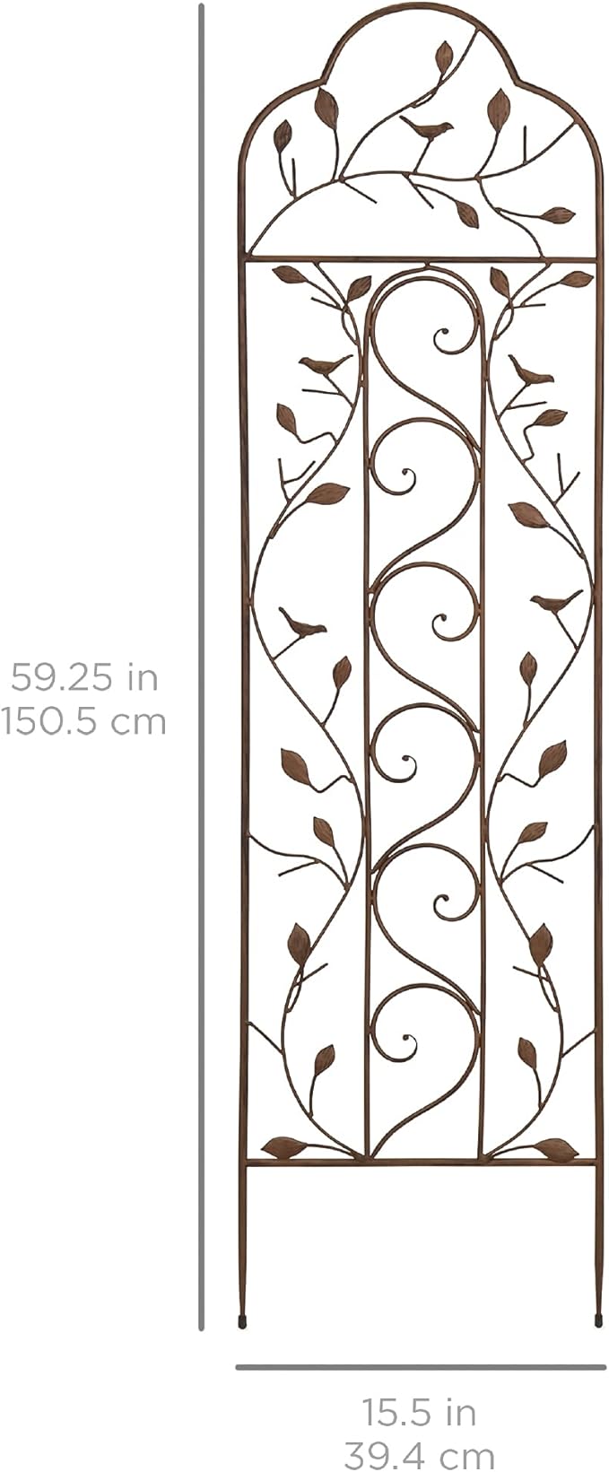 Best Choice Products 60x15in Iron Garden Trellis Arched Outdoor Decoration w/Branches Birds for Lawn Garden Backyard Climbing Plants - Bronze