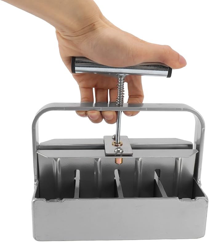 Soil Blocker Manual 8 Cell Soil Block Maker with Comfortable Handle and 3 Sizes Seed Pins 1.6inch Block Handheld Soil Blocking Tool for Seed Starting Transplanting Germination
