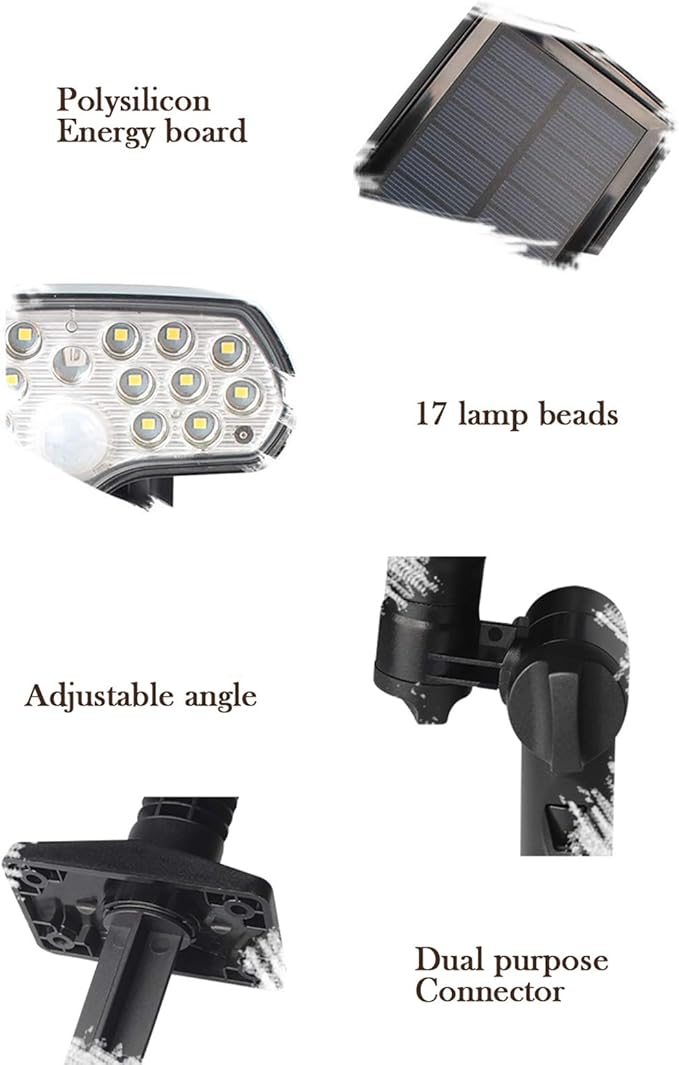 16 LEDs Solar Motion Sensor Landscape Spotlights IP65 Waterproof Outdoor Solar Powered Security Wall Light 3 Modes Solar Landscaping Lighting for Yard Garden Garage Pool Patio 2 Pack