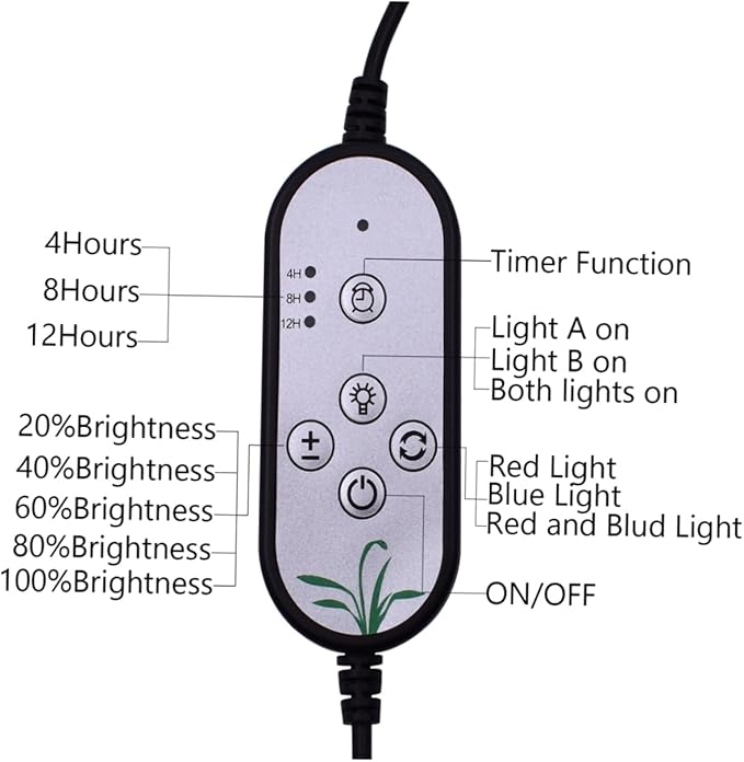 POPETPOP 9w Full Grow Lamp Timing Led Plant Grow Light Bulbs Dimmable Levels for Indoor Plants Garden