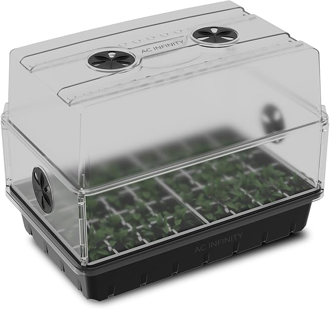 AC Infinity Humidity Dome Heavy-Duty Germination Kit with 3 mm Thickest Dome Sturdy Drip Tray 5x8 Cell Seedling Tray Vented Height Extension Panels for Seed Starting Propagation Cloning Plants