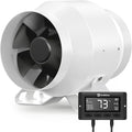 Hon&ampGuan PRO 4 Inch Inline Duct Fan - 212 CFM with Quiet EC Motor &amp Temperature Humidity Smart Controller Ventilation Exhaust Fan for Heating Cooling Grow Tents Hydroponics (White&ampBlack