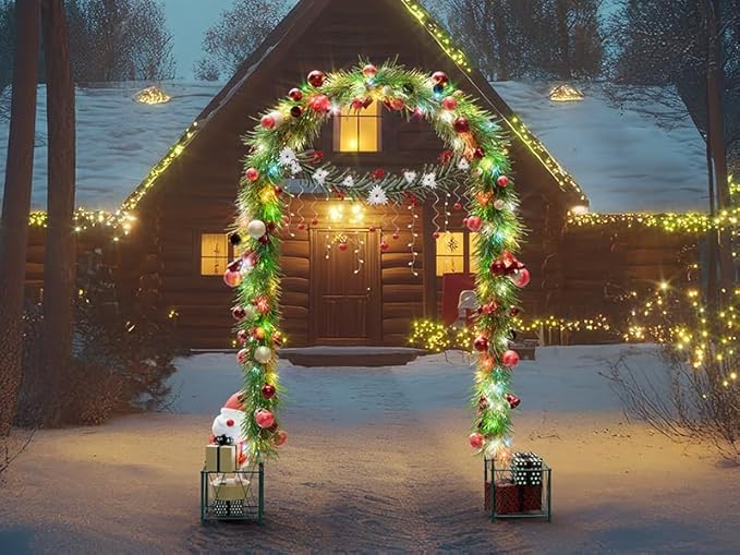 Thickened Tube Garden Arch Trellis with Planter BoxesMetal Arch FramePumpkin Archway Outdoor Garden Arbors and Arches for Wedding Party Decoration Christmas Decor Pergola for Garden Backyard(Green)