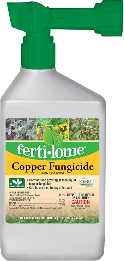 Fertilome (16134) Copper Fungicide Ready to Spray Controls Needle Blight Blackspot Powdery Mildew and More OMRI Listed (32 oz.)