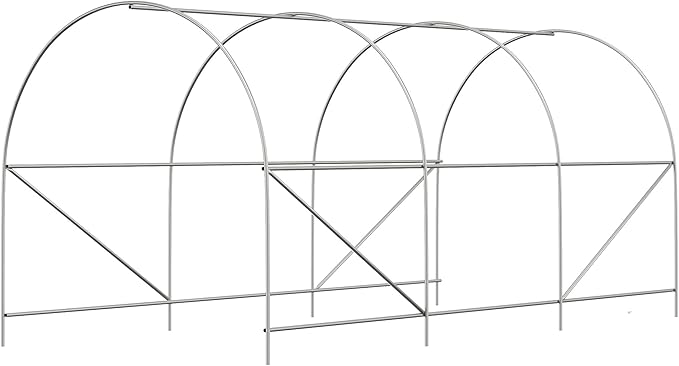Outsunny 14.6' x 6.6' x 6.6' Walk-in Tunnel Greenhouse Large Garden Hot House Kit with 6 Roll-up Windows &amp Roll Up Door Steel Frame White