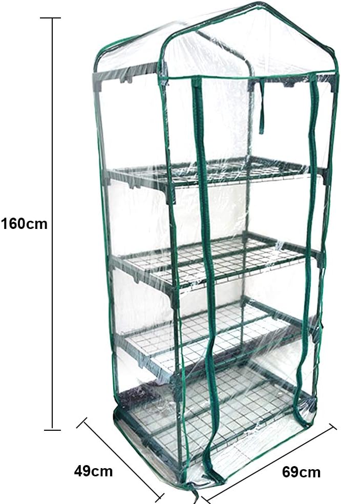 WYSRJ 4 Tier Greenhouse Replacement Cover Portable Grow Greenhouse Tent Flower House Plant Greenhouse Cover for Plants Cold Frost Protection Wind Rain Proof