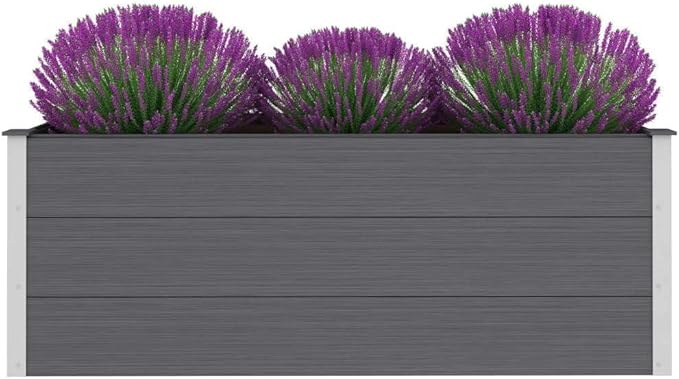 Outdoor Garden Raised Bed WPC Garden Planter Box Outdoor Planter Box for Gardening Vegetables Flowers Herb 59.1x19.7x21.3 Gray-221