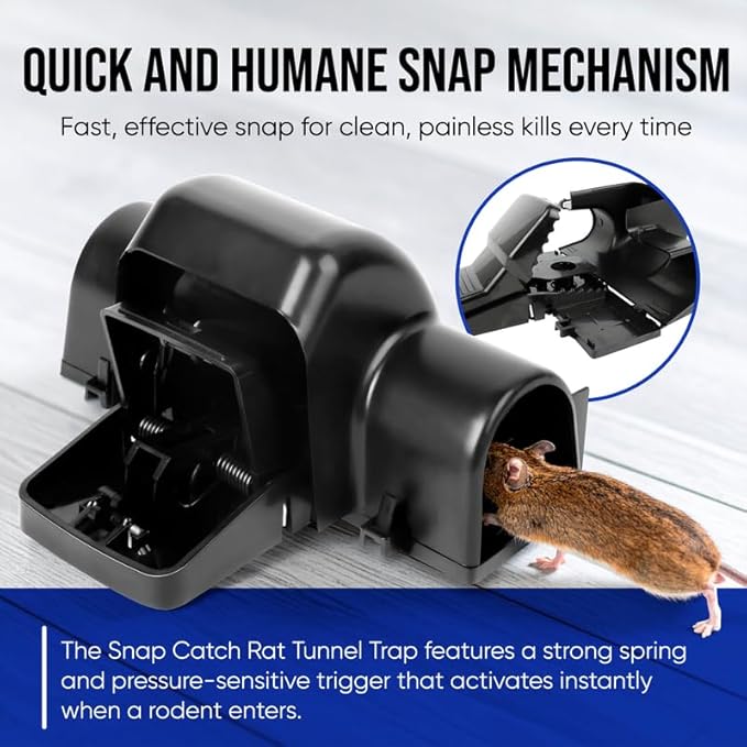 Rat and Chipmunk Traps. Prevents Accidental Triggering with Dual Tunneled Design. Covered Snap Traps Reusable Pest Control for RatsOutdoor Indoor &amp Use 4 Pack (4)