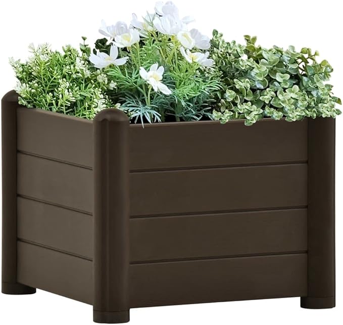 Garden Raised Bed PP Mocha 16.9x16.9x13.8