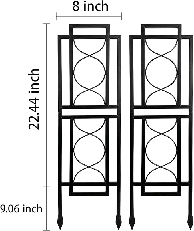 2 Pack 31.5'' Hx8'' W Black Metal Chic Garden Trellis for Climbing Plants - Outdoor Decorative Metal Flower Trellis - Black