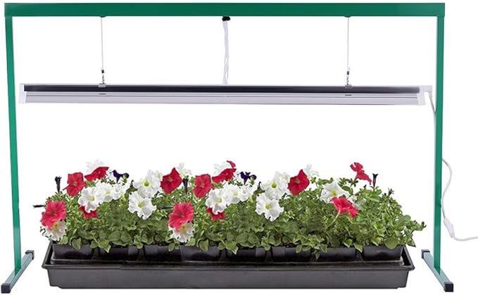 iPower GLT5XX4 54W 4 Feet T5 Fluorescent Grow Light System with Stand Rack for Plant Seed Starting 6400K 1 Pack Green