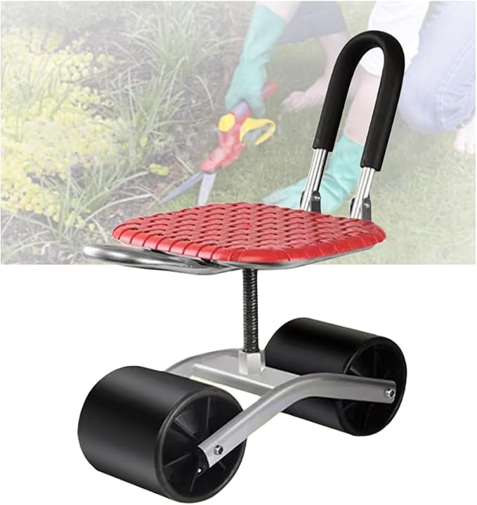 Garden Stool with Wheels 20-33cm Adjustable HeightRolling Gardening Helper Bearing 150kgfor Orchards Farms(Black)