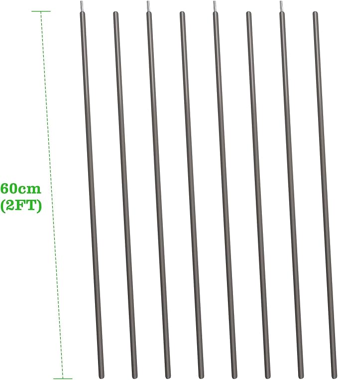 ANLEOLIFE 8-Pack 24 Inch Raised Garden Bed Support Rods Reinforcement Stabilizer Bracing Kit with Connector Studs &amp Screws to Prevent Bowing in Raised Garden Beds Quartz Grey