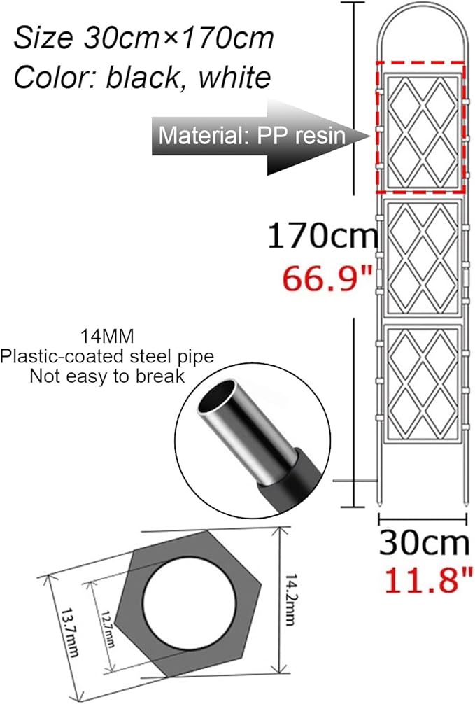 Large Decorative Outdoor Trellis Metal Garden Trellis For Climbing PlantsEuropean Style Rustproof Metal Garden Fence For Outdoor Indoor Potted Plants Tomato Rose(White30x170cm(11.8x67in))