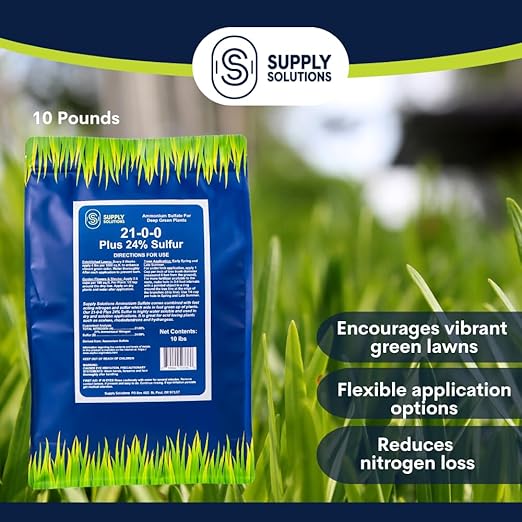 Supply Solutions 21-0-0-24S Ammonium Sulfate for Deep Green Plants - Soil Acidifier for Blueberry Blooms Azalea and Magnolia Tree Fertilizer - Sulfur for Plants Nitrogen Fertilizer (10 Pounds)