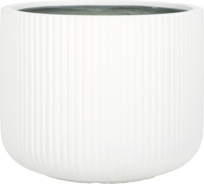 SAFAVIEH Outdoor Collection Lucca White Cement Ficonstone Planter Pot