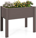 Giantex Raised Garden Bed with Legs Self-Watering Planter Box with Water Level Indicator Drainage Hole &amp Detachable Space Dividers Outdoor Plant Container for Flower Vegetable Fruit Herb (Br