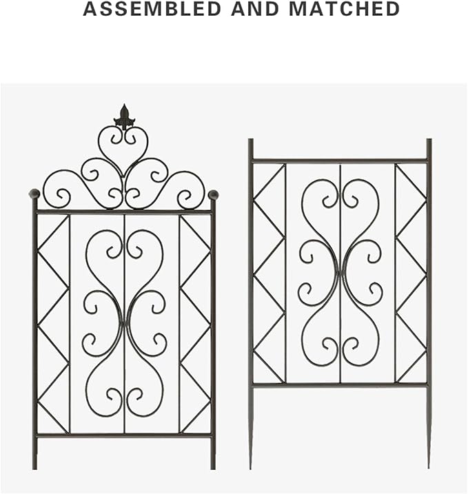 Simple Iron Climbing Flower Stand 185cm/210cm(72.8in/82.7in) Black Outdoor Metal Garden Trellis for Gardens Parks Vegetable Plots Rosy Moon Planting Patio Fence(50 * 185cm(5 Piece))
