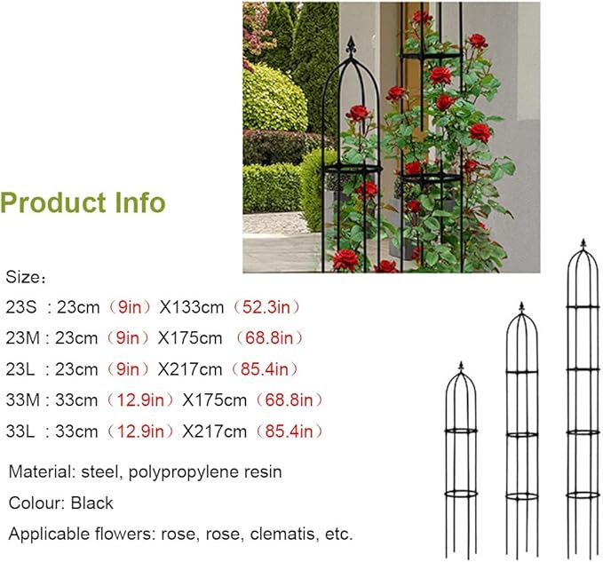 Garden Trellis for Climbing Plants Tower Obelisk Garden Trellis Plant Support Vine Supports Plant Tower for Outdoor Indoor Vines Flower(Size:33cm/12.9in Medium)