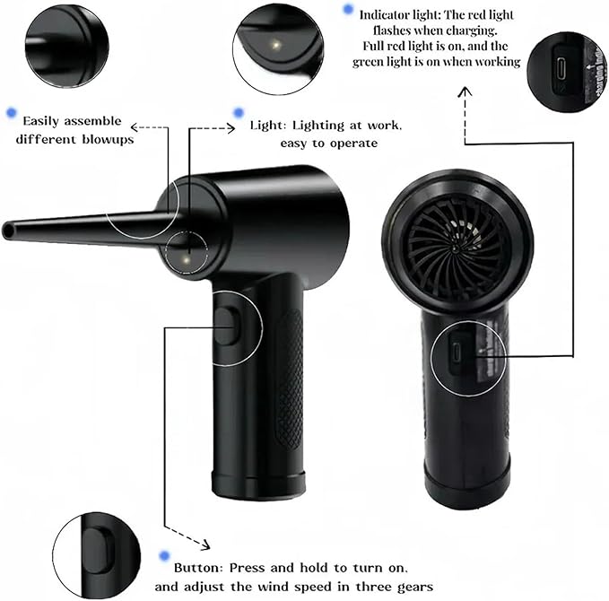 Electric Dust Collector Portable Dust Blower Multifunctional Dust Collector Dual Use Car and Home Daily Household Wireless