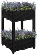 Raised Bed Outdoor Planter Garden Bed Polypropylene Raised Garden Bed Raised Planter Bed Raised Plant Containers for Fresh Vegetables Herbs Flowers 15.7 x 15.7 x 28