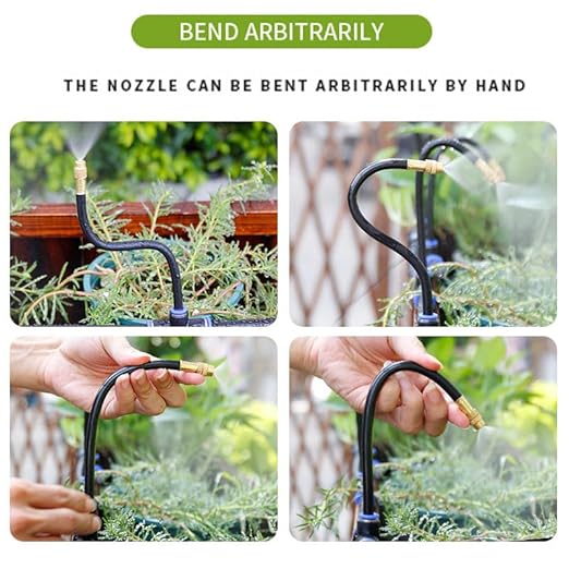 Garden Watering System Greenhouse Mist Drip Irrigation Kit65Ft Hanging Plant Watering System with 20 Three-Way Atomizing Nozzle and 12mm IrrigationTubing Hose Gold