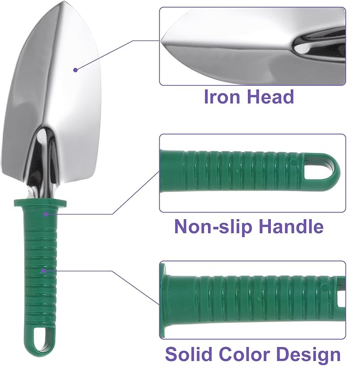 HARFINGTON 1 Set Garden Tool Set 10 Pieces Plastic Gardening Planting Tools Kits with Shovels Rake Scissor Trimmer Water Sprayer and Store Case Green