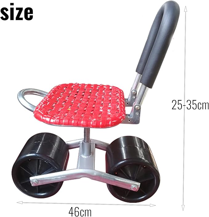 Aluminum Alloy Garden Cart Rolling Scooter Heavy Duty Garden Stool with Mobile Backrest Firm Iron Garden Cart Tool for Weeding Garden Lawn Care Outdoors
