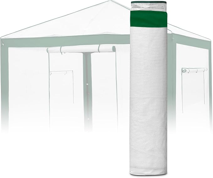 EAGLE PEAK Replacement Cover for 10x10 Pop up Greenhouse with Polyester Reinforced Corners Front and Rear Roll-Up Zipper Entry Doors and 2 Large Roll-Up Side Windows (Frame Not Included) Green/White