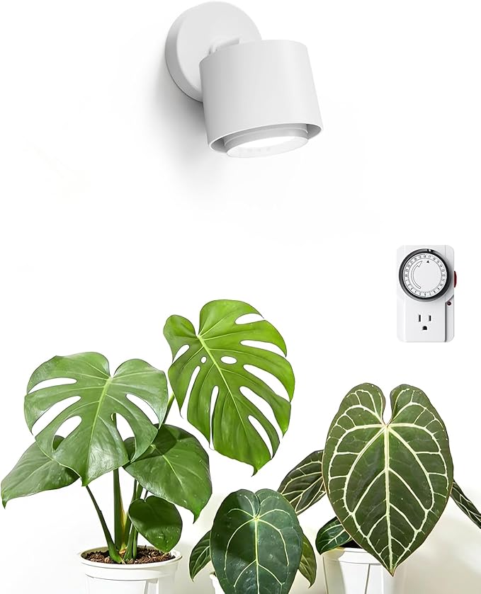Barrina TR40a Track Grow Light for Indoor Plants 40W Wall-Mounted Grow Bulbs with Adjustable Beam Angle (15°-60°) 5000K Full Spectrum Plant Spotlight with Timer &amp 16.4' Power Cord 1-Pack