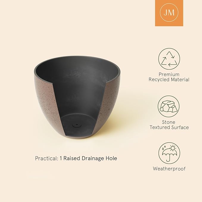 LA JOLIE MUSE 14.2/11.3/8.6 Inch Large PlantersIndoor/Outdoor Round Planters Set of 3New Iron Plant Container with Drain HolesTree Flower Plant Pots for Patio and Deck