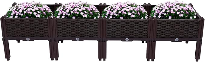 Elevated Raised Garden Bed Planter Box with Legs 14.96in Raised Bed Garden Bed Kit for Vegetable Flower Herb OutdoorsBrown