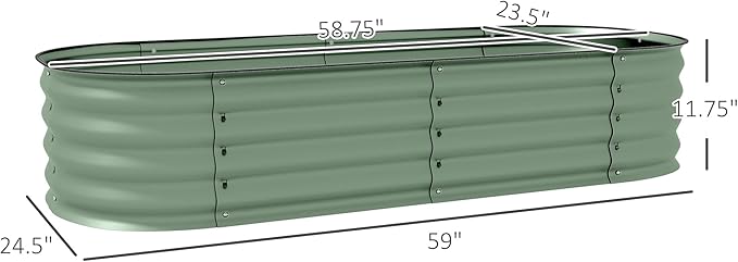 4.9' x 2' x 1' Galvanized Raised Garden Bed Kit Outdoor Metal Elevated Planter Box with Safety Edging Easy DIY Stock Tank for Growing Flowers Herbs Vegetables Green