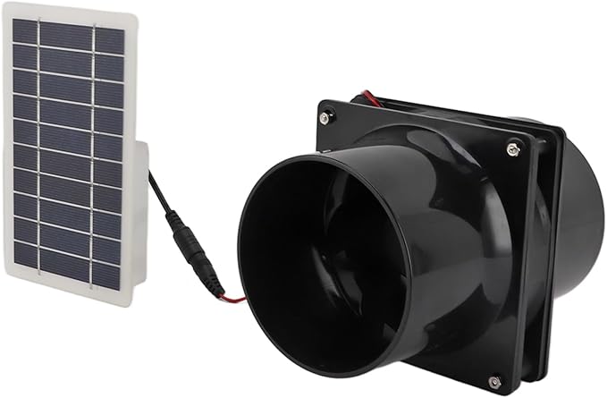 Yosoo Health Gear Solar Powered Exhaust Fan Round Pipe Exhaust Fan with Solar Panel Kit ABS Solar Panel Ventilation Fan Kit for Pet House Chicken Coop RV Greenhouse 6in High Speed