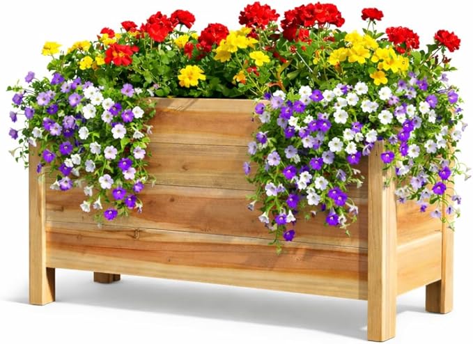 Tall Cedar Raised Garden Planter Box with Legs – Elevated Design for Comfortable Gardening Custom Sizes for Home Patio &amp Commercial Use (30 L x 16.5 W x 25 H)