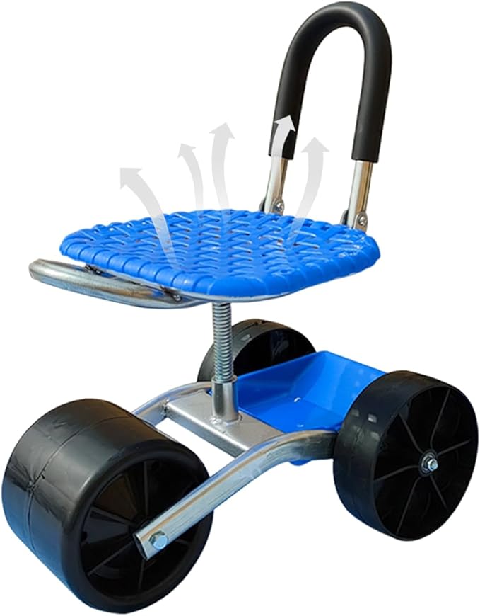 Garden Cart Rolling - Garden Stool On Wheels | Rolling Bench with Wheels | Smooth Rotation Adjustable Height Gardening Seat| 360 Degree Rotating Chair for Lawn Sitting Garage Outdoor Camp Weeding