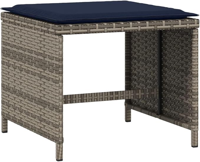 vidaXL Garden Stool Grey PE Rattan Powder-Coated Steel 157x157x138 in