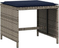 vidaXL Garden Stool Grey PE Rattan Powder-Coated Steel 157x157x138 in