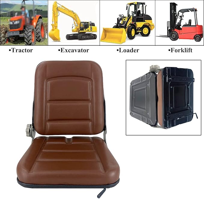 Universal Lawn Mower Seat High Back Mower Seat Tractor Seat w/Adjustable Backrest Lawn Mower Seat Replacement Brown